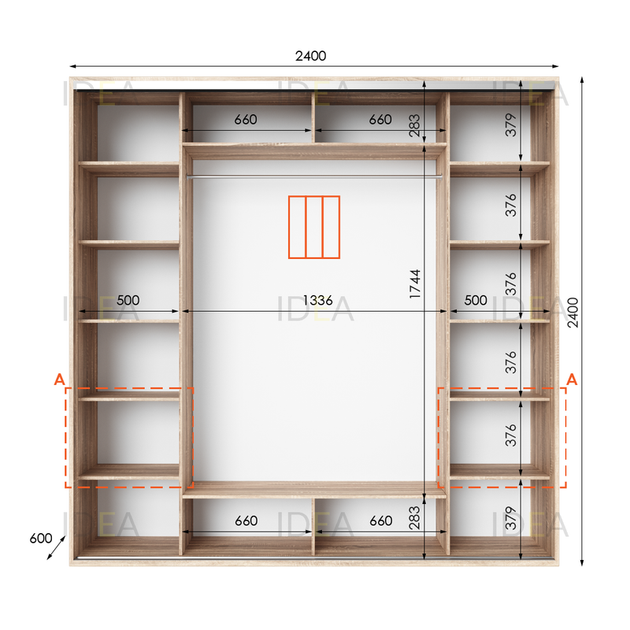 Шафа-купе IDEA серія 4 240 x 60 x 240 см Дуб сонома - изображение 2