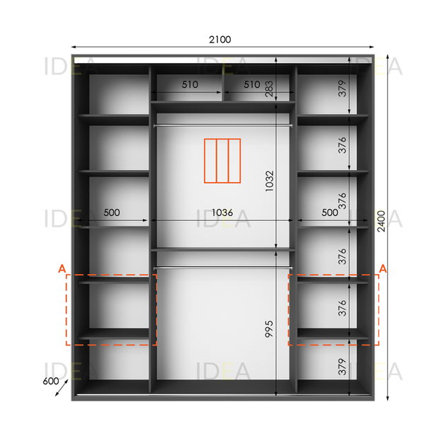 Шафа-купе IDEA серія 3 210 x 60 x 240 см Антрацит - изображение 2
