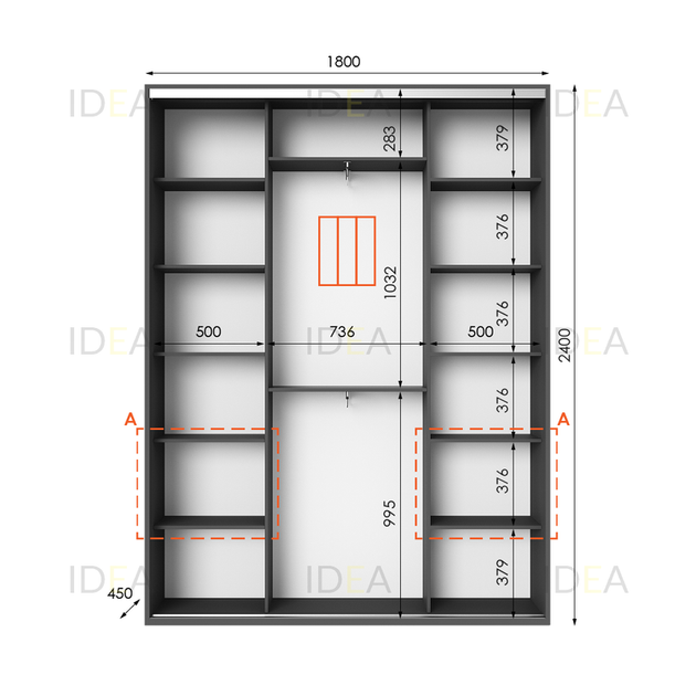 Шафа-купе IDEA серія 3 180 x 45 x 240 см Антрацит - изображение 2