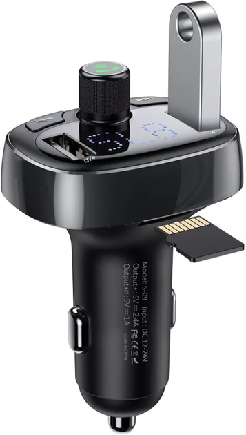 Transmiter FM Baseus FM Launcher S-09 2.4 A 2 USB (CCMT000301) - obraz 5