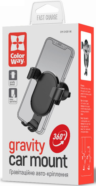 Автотримач для телефона ColorWay Metallic Gravity Holder 4"-6.5" Black (CW-CHG01-BK) - зображення 11