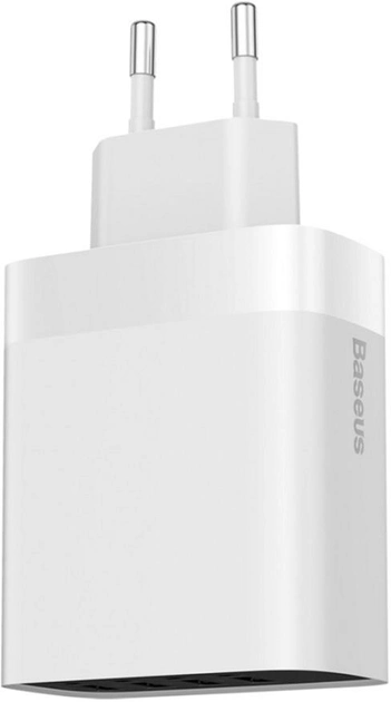 Мережевий зарядний пристрій Baseus Mirror Lake Digital Display 4 USB Travel Charger 30 W (EU) White (CCJMHB-B02) - зображення 1