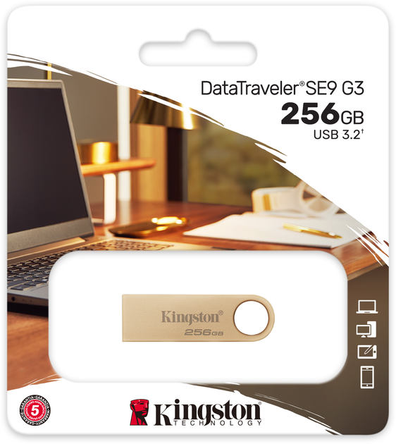 Флеш пам'ять USB Kingston DataTraveller SE9 G3 256GB USB 3.2 Gen 1 Gold (DTSE9G3/256GB) - зображення 12