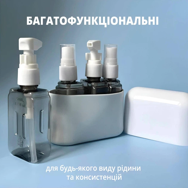 Дорожный набор емкостей и флаконов для косметики голубой - изображение 2