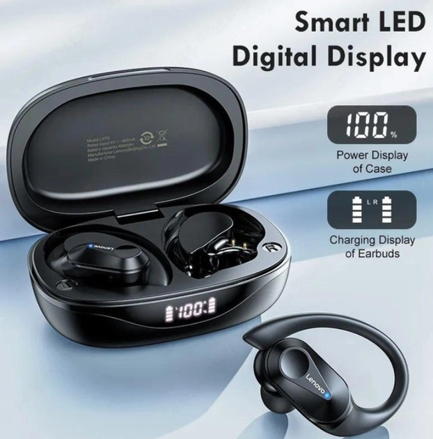 Навушники Lenovo LP75 ThinkPlus Bluetooth 5.3 для iPhone/Android Black бездротові вакуумні - зображення 4