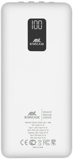 Powerbank RIVACASE VA2220 20000mAh 10W White - obraz 2