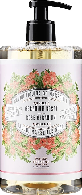 Марсельське рідке мило "Герань" - Panier Des Sens Geranium Rose Liquid Soap 500ml (799812-31160123) - Фото 1 Марсельське рідке мило "Герань" - Panier Des Sens Geranium Rose Liquid Soap 500ml (799812-31160123) - зображення 1