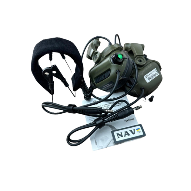 Активные защитные наушники Earmor M32X MARK3 Dual (FG) Olive Mil-Std - изображение 1