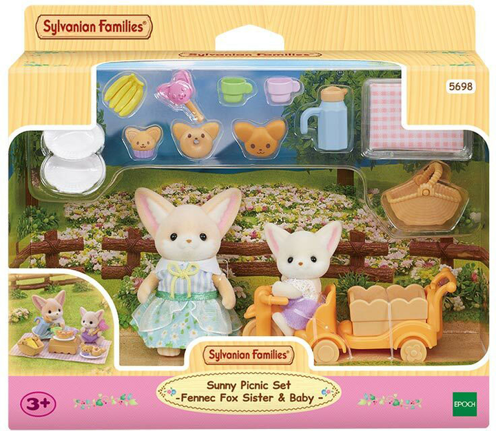 Набір фігурок Epoch Sylvanian Families Sunny Picnic Fennec Fox Sister & Baby (5054131056981) - зображення 1