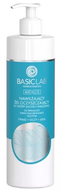 Żel do mycia twarzy BasicLab Micellis nawilżający 2% Trehalozy, Kwas Hialuronowy, Glicyna 300 ml (5904639170705) - obraz 1