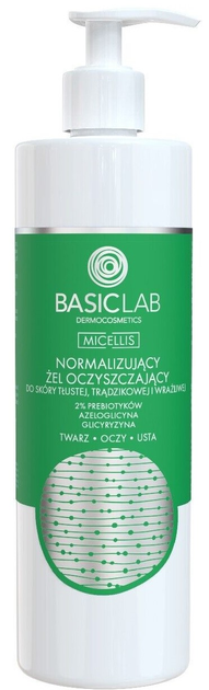 Żel do mycia twarzy BasicLab Micellis 2% Prebiotyków, Azeloglicyna, Glicyryzyna 300 ml (5904639170699) - obraz 1