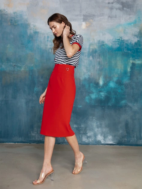 Spódnica ołówkowa damska Stylove S297 XL Czerwona (5903887661461) - obraz 4