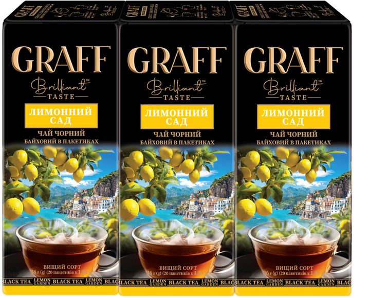 Акція на Упаковка чаю чорного Graff Lemon Garden 20 пакетиків х 3 шт від Rozetka