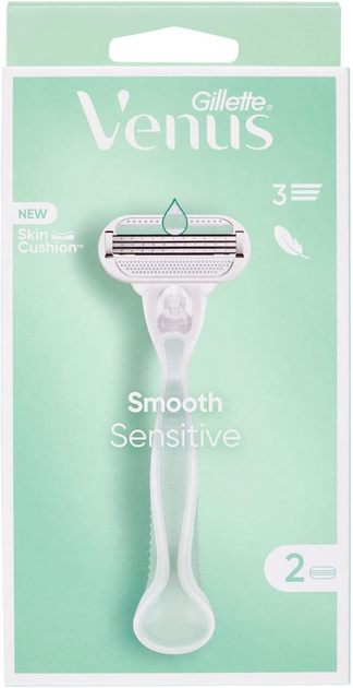 Maszynka do golenia dla kobiet Gillette Venus Smooth Sensitive z 2 wymiennymi wkładami (8001090585820) - obraz 1