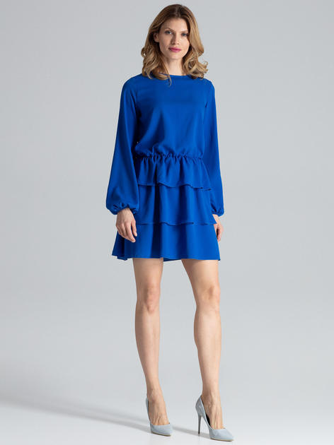 Sukienka trapezowa damska mini Figl M601 L Niebieska (5902194349093) - obraz 1