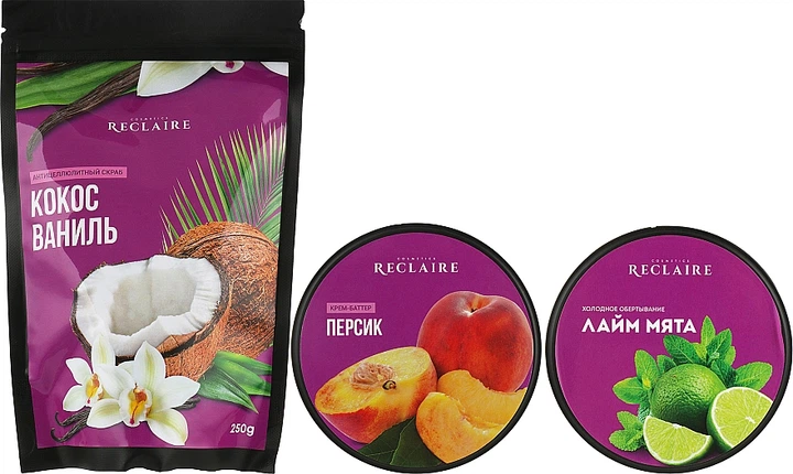 Набір "Холодний антицелюлітний комплекс" - Reclaire (scr/250g + b/mask/200ml + b/cr/200ml) (898342-380) - изображение 3