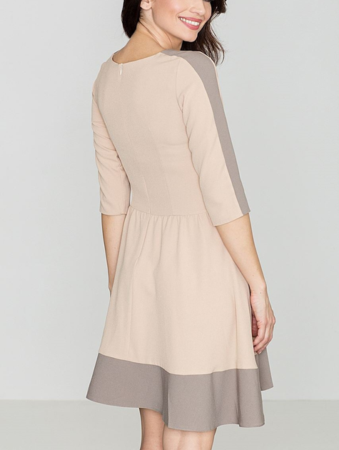 Sukienka trapezowa damska mini Lenitif K057 S Beżowa (5902194304993) - obraz 2
