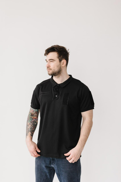 Чоловіча футболка мілітарі-поло з липучками для шевронів, чорний, розмір S - зображення 1