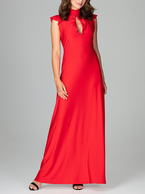 Sukienka trapezowa damska wieczorowa Lenitif K486 L Czerwona (5902194353823) - obraz 1