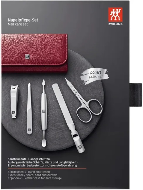Zestaw do manicure Zwilling Classic Inox Manicure Set Red 5 szt (97546-003-0) - obraz 3
