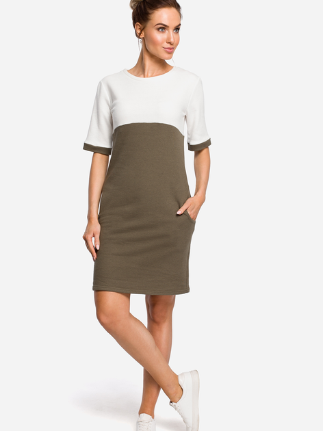 Плаття-футболка коротке літнє жіноче Made Of Emotion M418 XL Хакі (5903068429781) - зображення 1