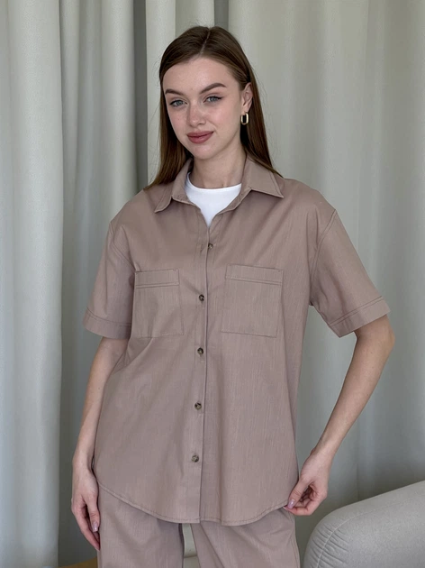 Сорочка лляна оверсайз жіноча Merlini Ніно 200001204 L-XL Бежева (200001204_2) - зображення 4