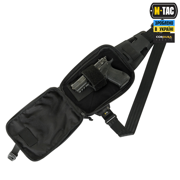 Сумка з липучкою Sling Pistol M-Tac Hex Elite Black/Black Bag - зображення 2