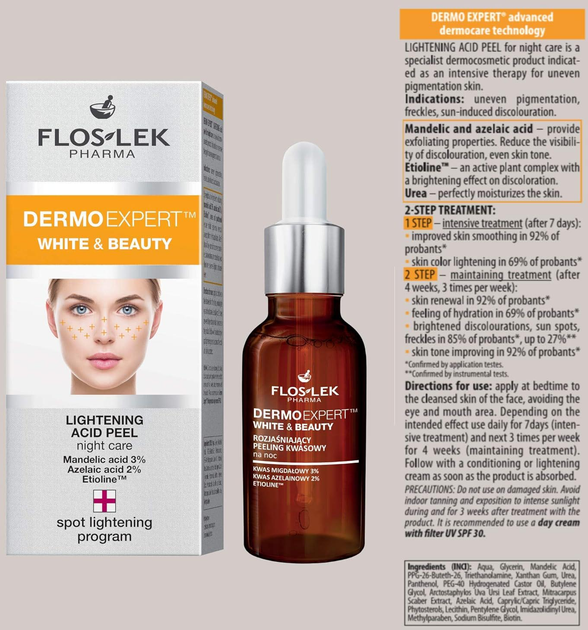 Peeling kwasowy do twarzy Floslek Dermo Expert White & Beauty 30 ml (5905043005423) - obraz 2