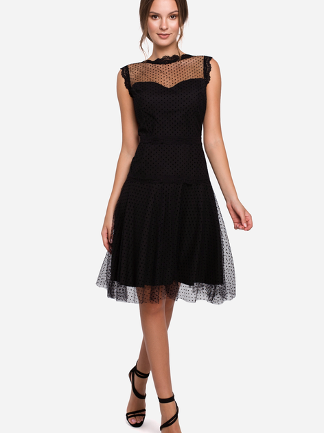 Плаття вечірнє коротке літнє жіноче Makover K030 XL Чорне (5903068461873) - зображення 1