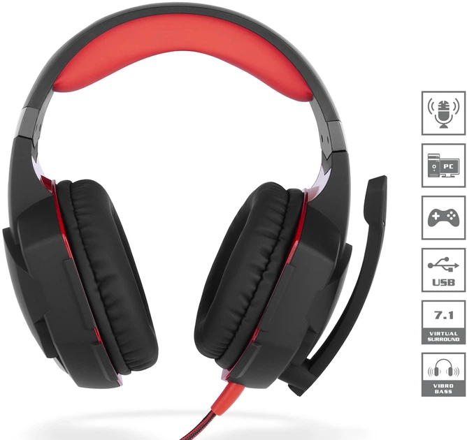 Наушники Real-El GDX-8000 Vibration Surround 7.1 BackLit Black-Red