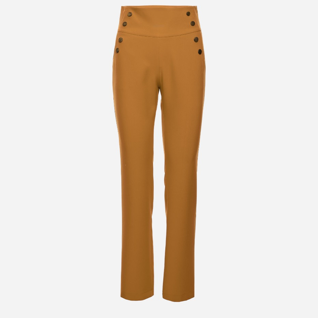 Spodnie regular fit damskie z wysokim stanem Made Of Emotion M530 XL Cynamon (5903068490477) - obraz 4