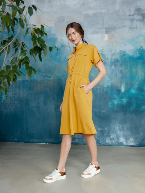 Sukienka koszulowa damska elegancka Stylove S298 M Żółta (5903887661744) - obraz 4