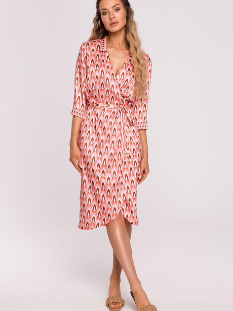 Плаття на запах міді літнє жіноче Made Of Emotion M668 S Рожеве (5903887663953) - зображення 1