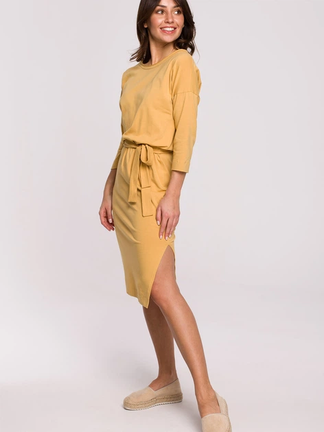 Плаття міді осіннє жіноче BeWear B221 2XL Жовте (5903887655064) - зображення 3