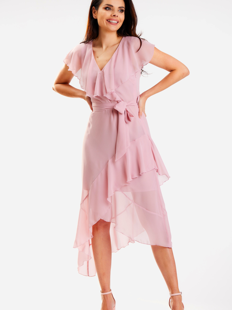 Плаття міді літнє жіноче Awama A574 L Рожеве (5902360579552) - зображення 1