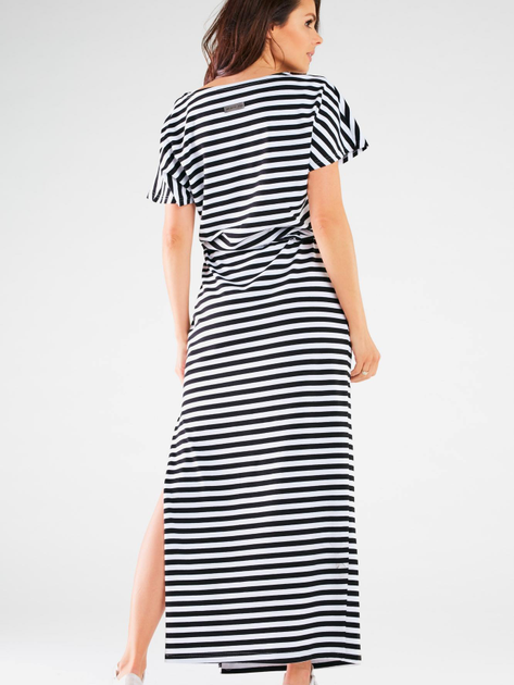 Плаття-футболка довге літнє жіноче Infinite You M253 M Чорний/Білий (5902360558366) - зображення 2