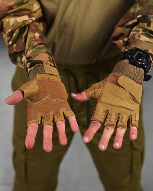 Перчатки тактические беспалые E302 Sand coyot XL - изображение 2