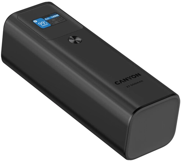 Powerbank Canyon PB-2010 TFT PD140W 27000 mAh Dark Grey (CNE-CPB2010DG) - obraz 3