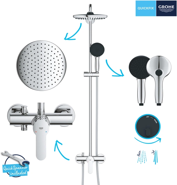 Душевая система GROHE Quickfix Vitalio Comfort 250 26679001 - изображение 2