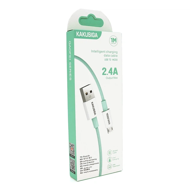 Кабель iKAKU KSC-723 GAOFEI для умной зарядки для micro USB зеленый длина 1 м ток 2.4A - Фото 2 Кабель iKAKU KSC-723 GAOFEI для умной зарядки для micro USB зеленый длина 1 м ток 2.4A - изображение 2
