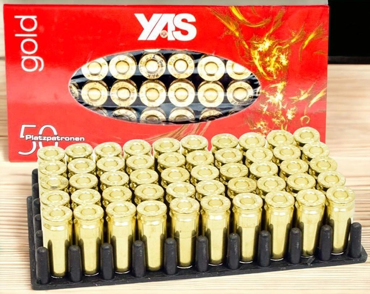 Холостые стартовые шумовые патроны YAS Gold 9мм пистолетный (50 шт) - изображение 2