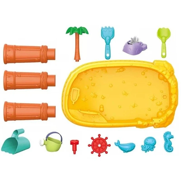 Столик-песочница для песка и воды 2 в 1 Beach Toys, лейка, ковш, формочки, мельница (HG 1126) - изображение 2