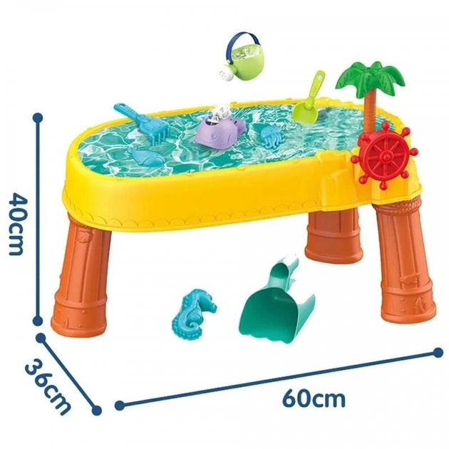 Столик-песочница для песка и воды 2 в 1 Beach Toys, лейка, ковш, формочки, мельница (HG 1126) - изображение 3