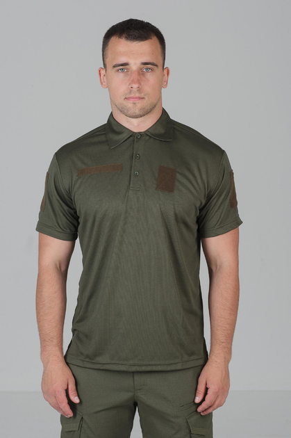 Чоловіча потовідвідна футболка Поло Coolmax у кольорі олива 58 - зображення 1