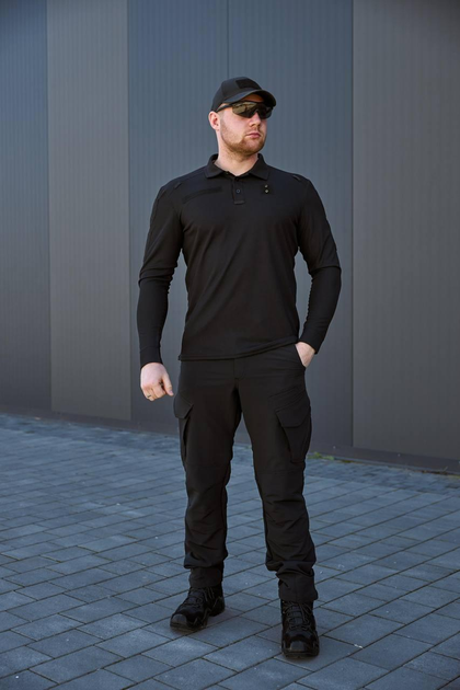 Костюм Поло с длинным рукавом и брюки Kayman черного цвета для полиции 2XL - изображение 1