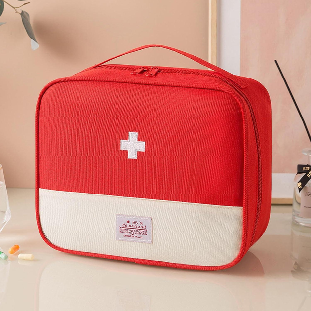 Аптечка-сумка, дорожній органайзер першої допомоги для зберігання ліків / таблеток / медикаментів, набір 3 шт, червоний (81701515) - зображення 2
