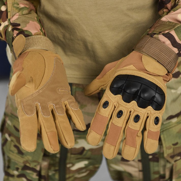 Сенсорні рукавиці Stendboy із захисними накладками койот розмір 2XL - зображення 1
