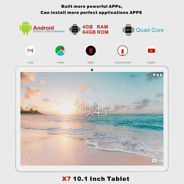 Планшет 10.1" YESTEL ‎X7 4/64Gb 8 ядер 2-SIM Android 10 8000 mAh Серебристый Factory Recertified - изображение 2