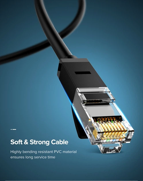 Кабель UGREEN NW102 Cat 6 U/UTP Lan Cable 1m (Black)(UGR-20159) (UGR-20159) - Фото 2 Кабель UGREEN NW102 Cat 6 U/UTP Lan Cable 1m (Black)(UGR-20159) (UGR-20159) - зображення 2