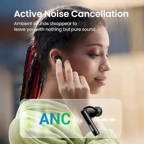 Бездротові навушники UGREEN WS106 HiTune T3 Active Noise-Cancelling Wireless Earbuds, IPX5, Black(UGR-90401) (UGR-90401) - Фото 5 Бездротові навушники UGREEN WS106 HiTune T3 Active Noise-Cancelling Wireless Earbuds, IPX5, Black(UGR-90401) (UGR-90401) - изображение 5